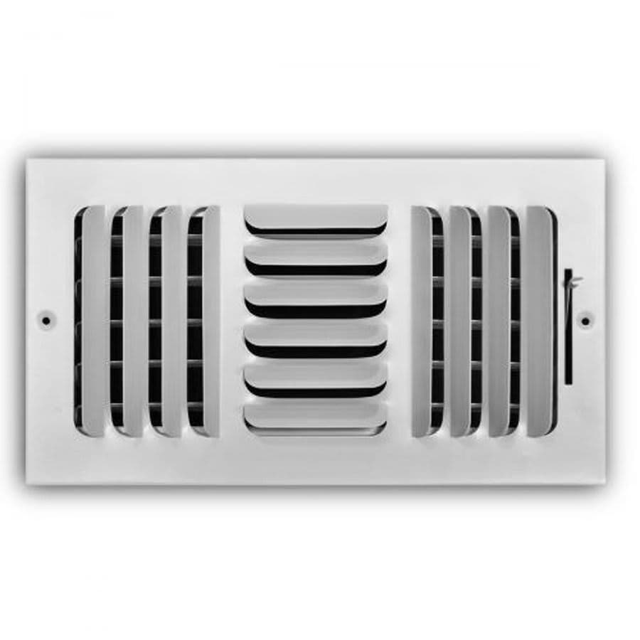 3-Way Curved Blade Supply Register, 12 x 4 in, Horizontal Blades, 7/8 in Spacing, Multi Shutter Damper, Steel, White