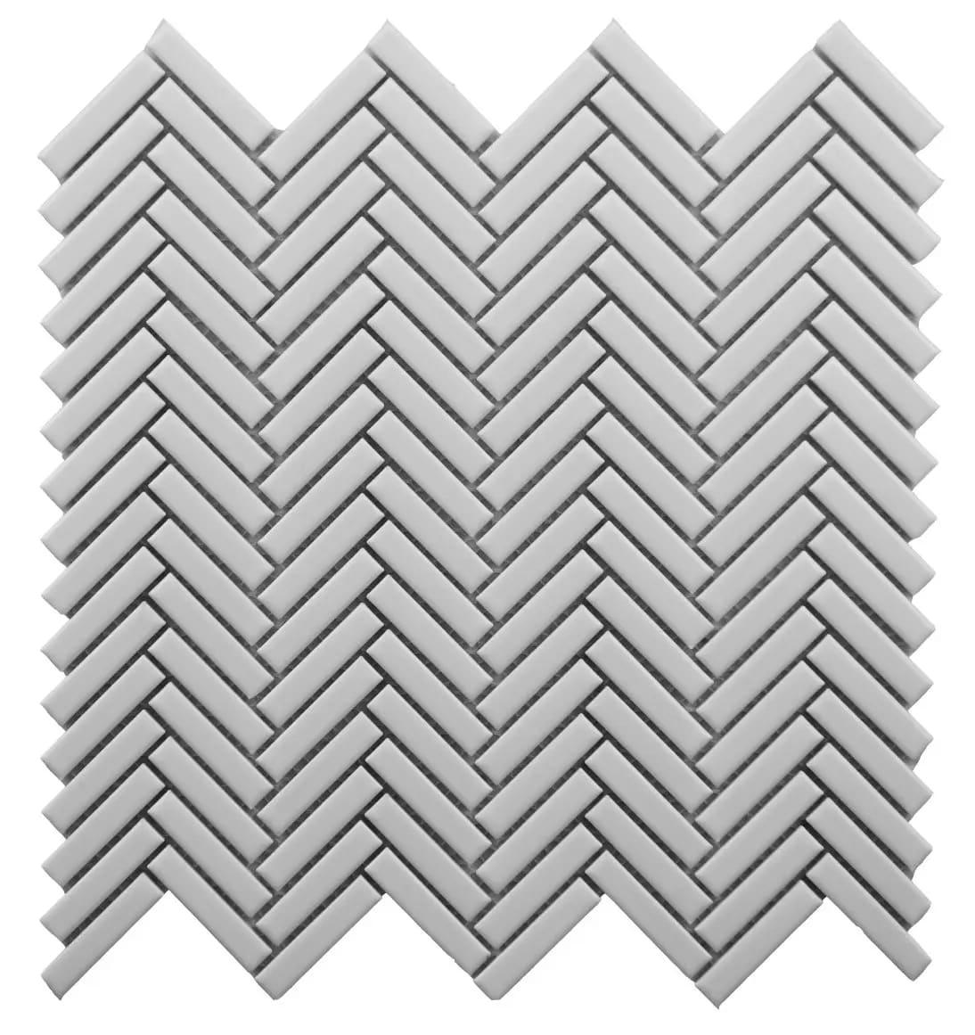 BG WHITE 12X12 HERRINGBONE MOSAIC