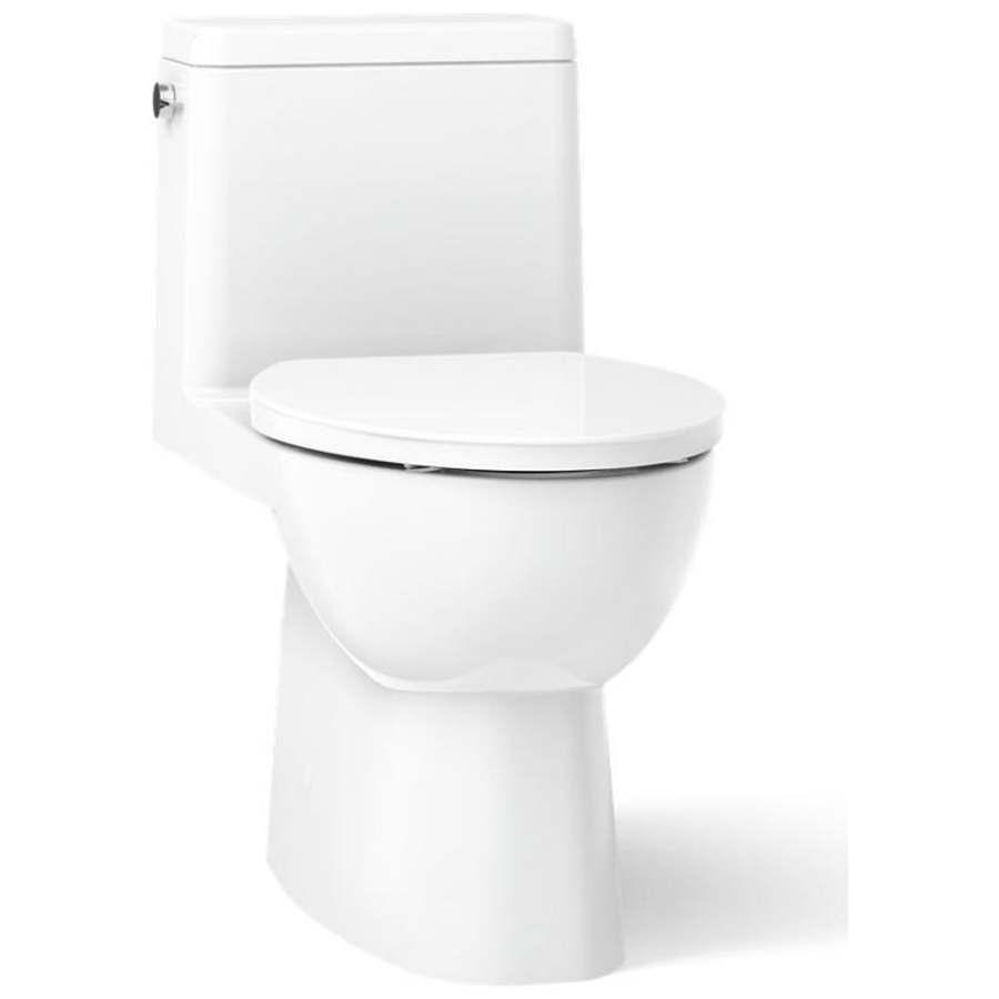 Reach 1.28 GPF One-Piece Compact Elongated Chair Height Toilet with Skirted Trapway and Left Hand Trip Lever - Seat Included