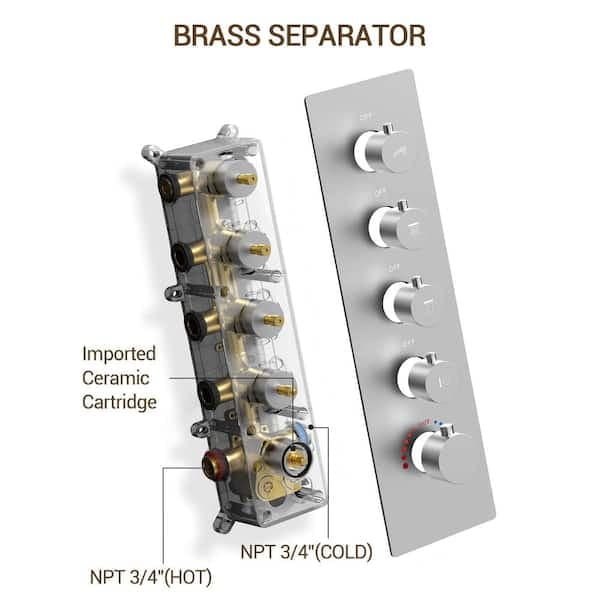 YAWWALK Thermostatic 15-Spray Ceiling Mount 23 x 15 in. Rectangle LED Mood Lighting Shower System with Valve in Brushed Nickel CR1-S025-NI-1 - uxsdfqjb1dmwrbwj8v6s@2x.jpg
