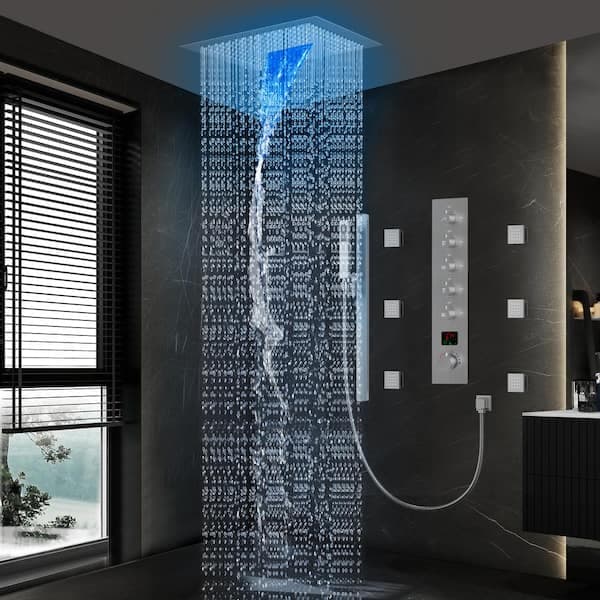 YAWWALK Thermostatic 15-Spray 16 in. Ceiling Mount Square LED Mood Lighting Shower System with Valve in Brushed Nickel CR1-S027-16NI-1 - v2paqd0vigqjgy5chsvs@2x.jpg
