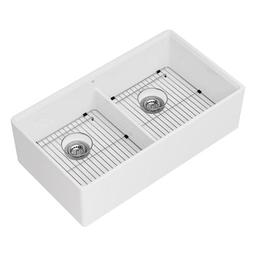 Etre 35-3/4" Farmhouse, Undermount Double Basin Fireclay Kitchen Sink with Basin Rack, and Basket Strainer - v7q0csszufvuemfi2ykj_x500.jpg