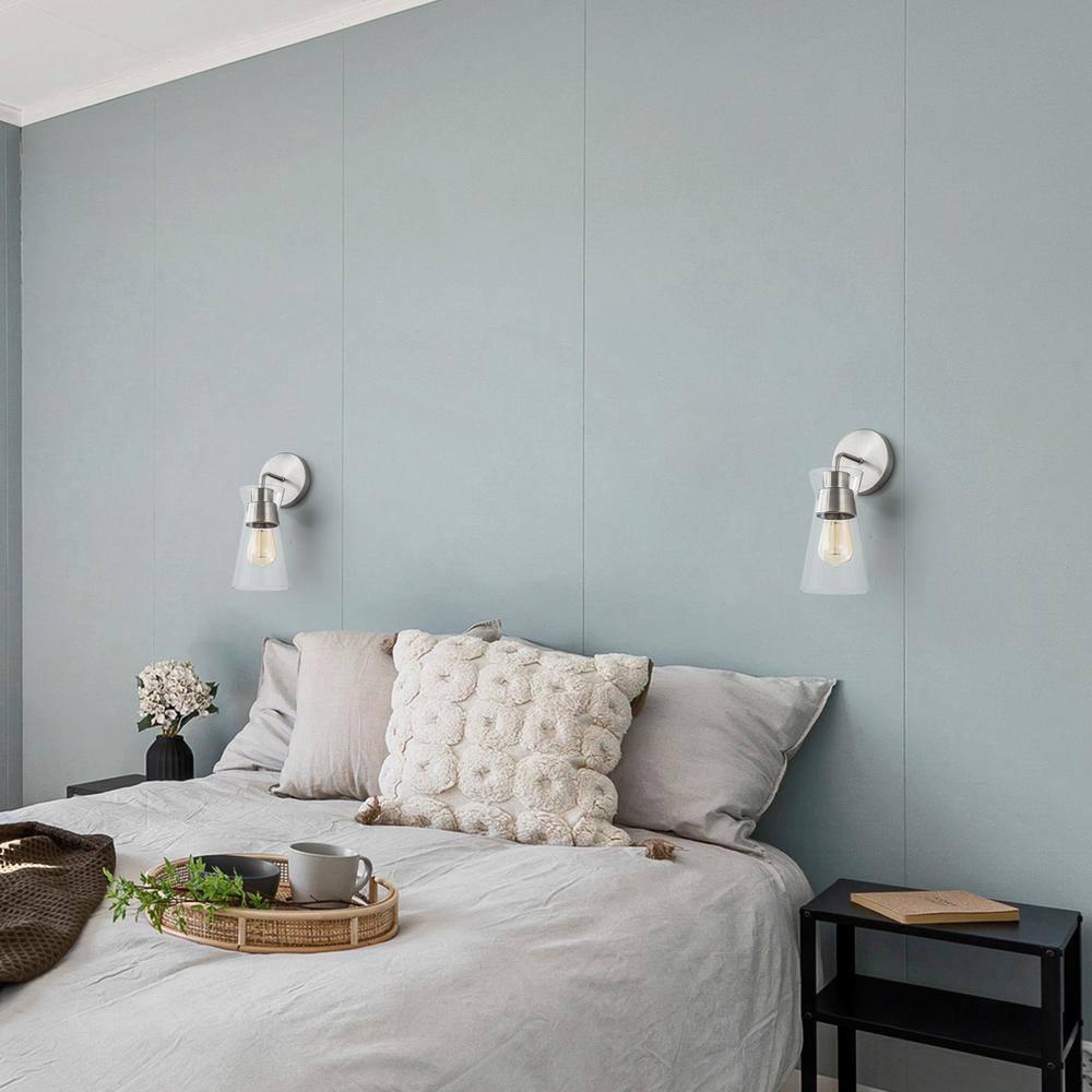 1-Light Brushed Nickel Wall Sconce with Clear Glass - v8bhwndtvl70degwsr8s@2x.jpg