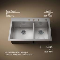 Vault 33" Double Basin Top-Mount/Under-Mount 18-Gauge Stainless Steel Kitchen Sink with SilentShield - v9btpfjlfouviglkuqgf@2x.jpg