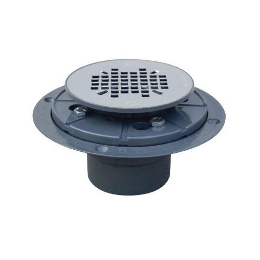 Shower Pan Drain With Plastic Rim, 2 in, Hub, 4-3/8 in, Grid, PVC Drain, Stainless Steel - vfdjcugdisvbk3x0hixf@2x.jpg