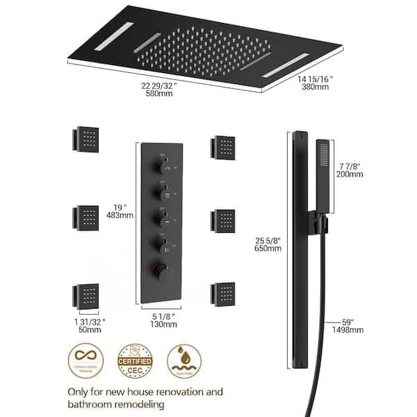 YAWWALK Thermostatic 15-Spray Ceiling Mount 23 x 15 in. Rectangle LED Mood Lighting Shower System with Valve in Matte Black CR1-S025-BI-1 - vgk2h3czkgkfmkthj2ol@2x.jpg