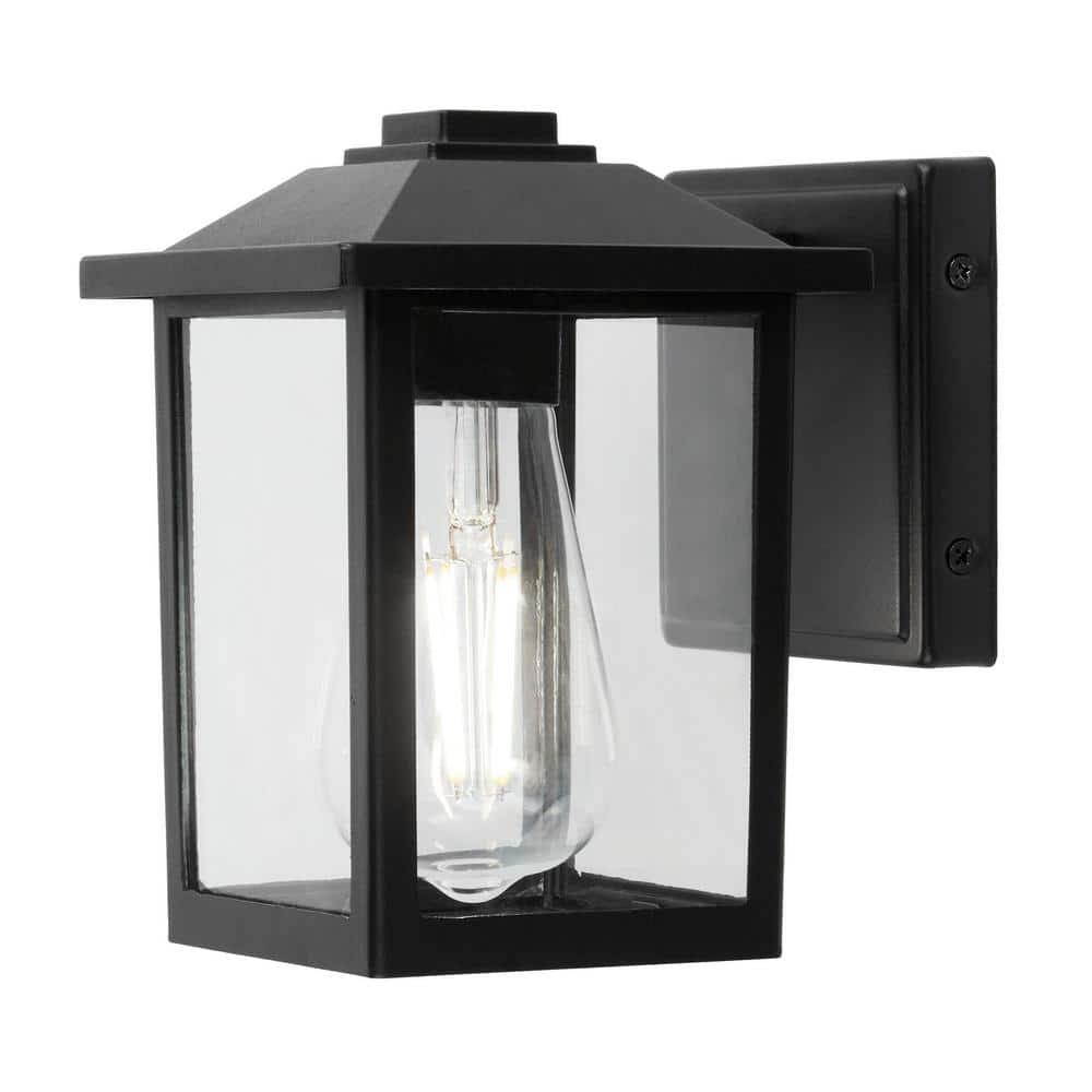 1-Light 7 in. Black Hardwired Classic Outdoor Wall Light Lantern Sconce with Clear Glass - vhlzloirkoggo4qckdv2@2x.jpg