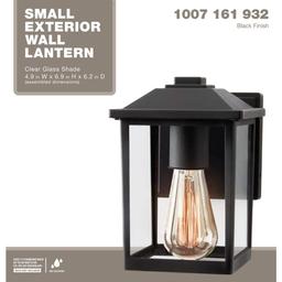 1-Light 7 in. Black Hardwired Classic Outdoor Wall Light Lantern Sconce with Clear Glass - viseg2df2jvmnkorcrei@2x.jpg