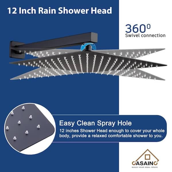 CASAINC 1-Handle 3-Spray Pattern 12 in. Wall Mount Shower Set Shower Head, Tub and Shower Faucet, Matte Black (Valve Included) WF-W98103H-12 - vjjybb94ja1jr9ghoniw@2x.jpg