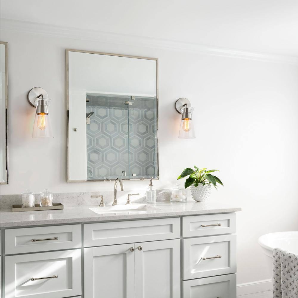 1-Light Brushed Nickel Wall Sconce with Clear Glass - vl6illfqqmeipttbowzt@2x.jpg