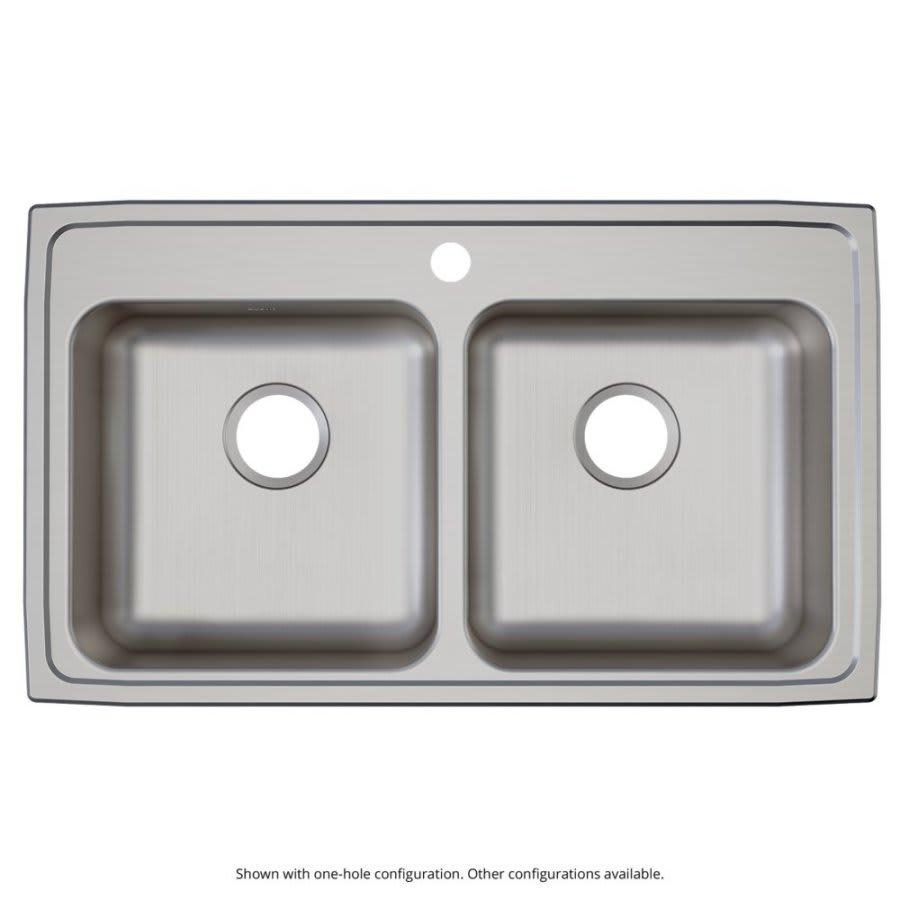 Lustertone™ Classic Double Bowl Kitchen Sink, Top Mount, ADA, 33 x 19-1/2 in, 5-3/8 in Bowl Depth, 3-Hole, 18 ga Lustrous Satin Steel, Stainless - vmwfegvrhwxw5kg04h7b@2x.jpg