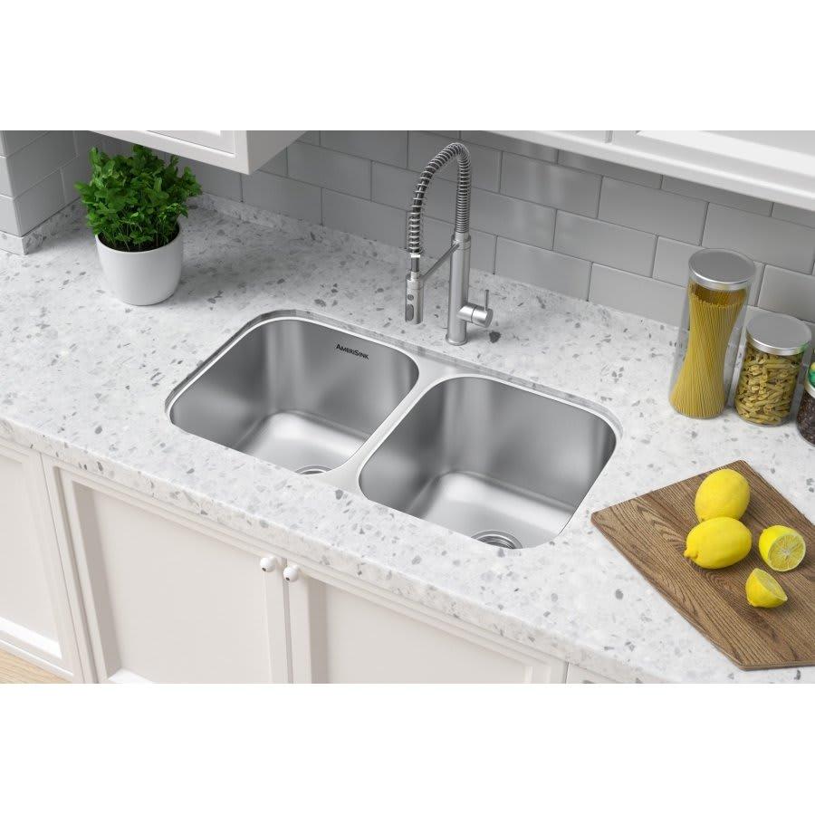 Double Bowl Kitchen Sink, Under Mount, 32 x 18-1/2 in, 8 in Bowl Depth, 18 ga Satin Steel, Stainless - vn9lqyqwuckrrtybhuyy@2x.jpg