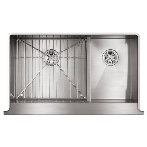 Vault 36" Double Basin Under-Mount 18-Gauge Stainless Steel Kitchen Sink with Self Trimming and Smart Divide - Includes Basin Rack - vtoiixlclnrsy3vo7ckx_x500.jpg