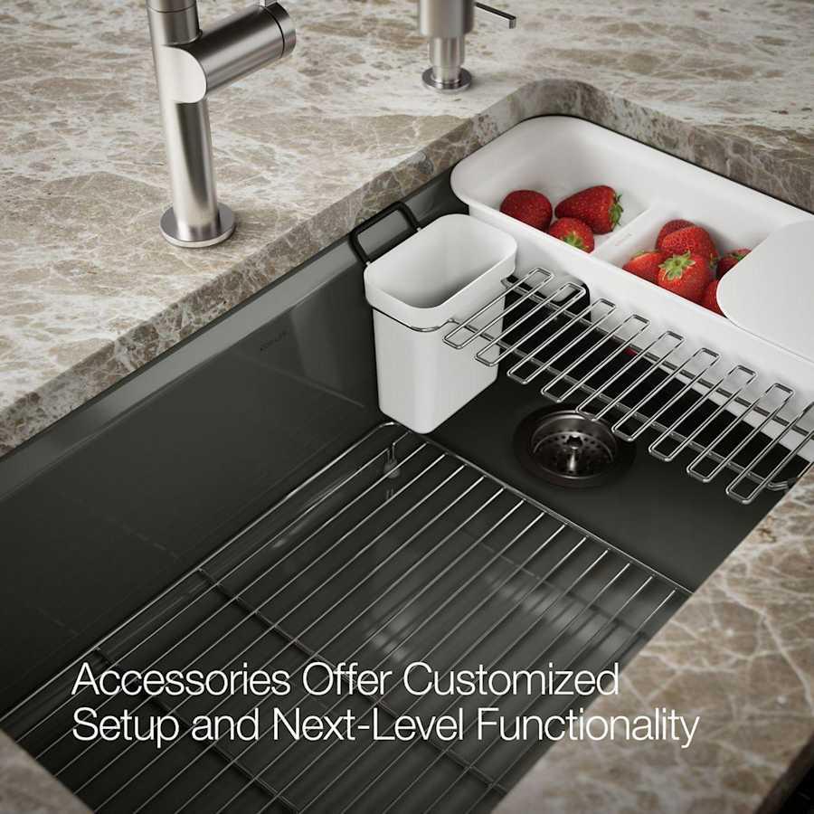 Riverby 33" Undermount Single Basin Enameled Cast Iron Workstation Kitchen Sink with Utility Rack, Sink Rack and Colander, and Intregral Cutting Board - vyrafqbso5dh6kw6dmxz@2x.jpg