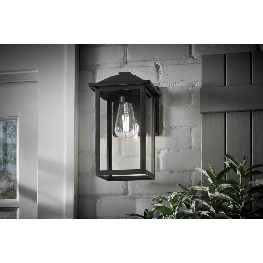 1-Light 12 in. Black Hardwired Transitional Outdoor Wall Light Lantern Sconce with Clear Glass - vzjmrlwjncokixiwoilv@2x.jpg