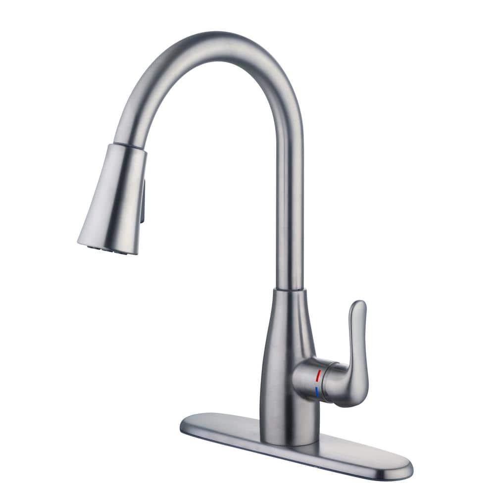McKenna Single-Handle Pull Down Sprayer Kitchen Faucet in Stainless Steel with TurboSpray and FastMount - w3b5pfeec9xadbs1tyqw@2x.jpg
