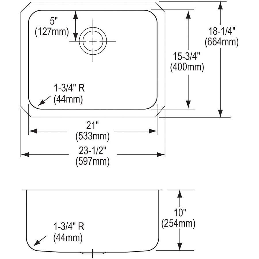 Lustertone™ Classic Single Bowl Kitchen Sink, Under Mount, 23-1/2 x 18-1/4 in, 10 in Bowl Depth, 18 ga Lustrous Satin Steel, Stainless - w3cxxwphhkdwkmfo0945@2x.jpg