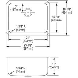 Lustertone™ Classic Single Bowl Kitchen Sink, Under Mount, 23-1/2 x 18-1/4 in, 10 in Bowl Depth, 18 ga Lustrous Satin Steel, Stainless - w3cxxwphhkdwkmfo0945@2x.jpg