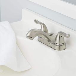 Glacier Bay Constructor 4 in. Centerset 2-Handle Low-Arc Bathroom Faucet in Brushed Nickel - w7w98crk5ejenklkm4b0@2x.jpg