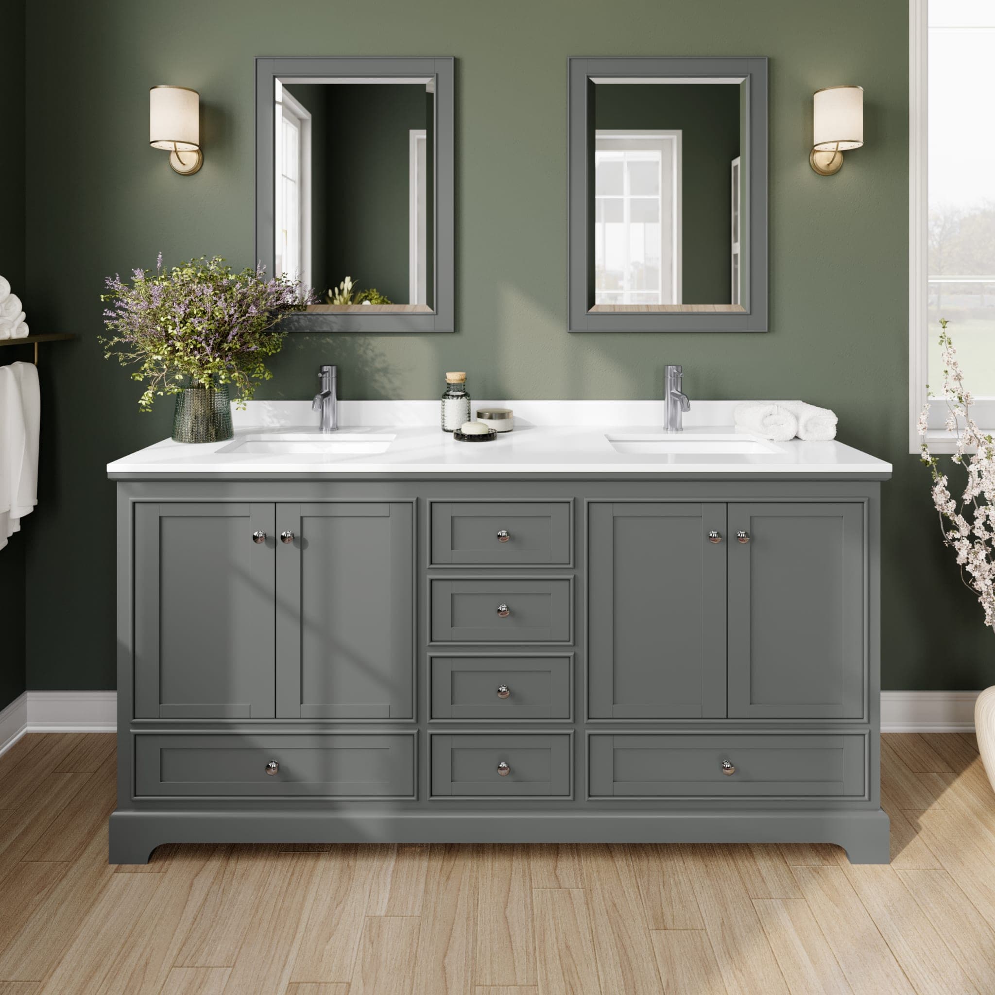 Deborah Double Bathroom Vanity - 72W x 35H x 22D