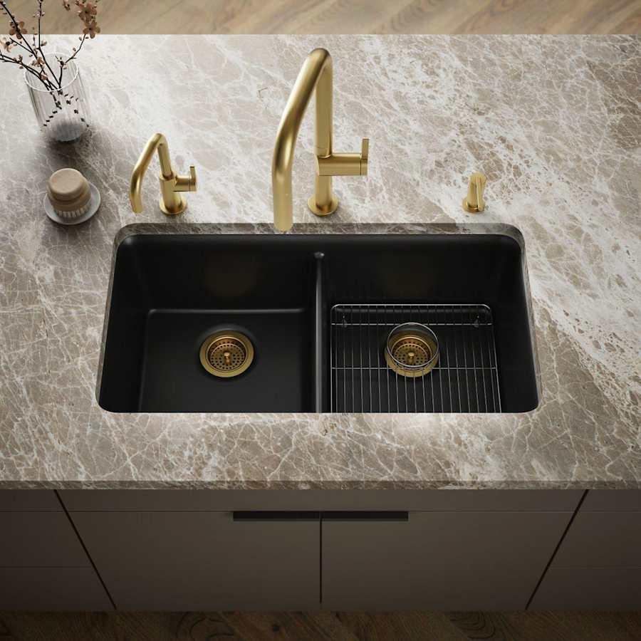 Cairn 33-1/2" Undermount Double Equal Bowl Neoroc Granite Composite Kitchen Sink with Right Sink Rack Included - wa3n02t5nay6k3hmfhzn@2x.jpg