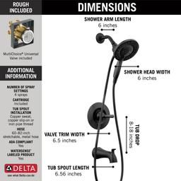 Arvo In2ition 2-in-1 Rough Included Single-Handle 4-Spray Tub and Shower Faucet 1.75 GPM in Matte Black Valve Included - wcjduixpcyvbrlsfjqhk@2x.jpg