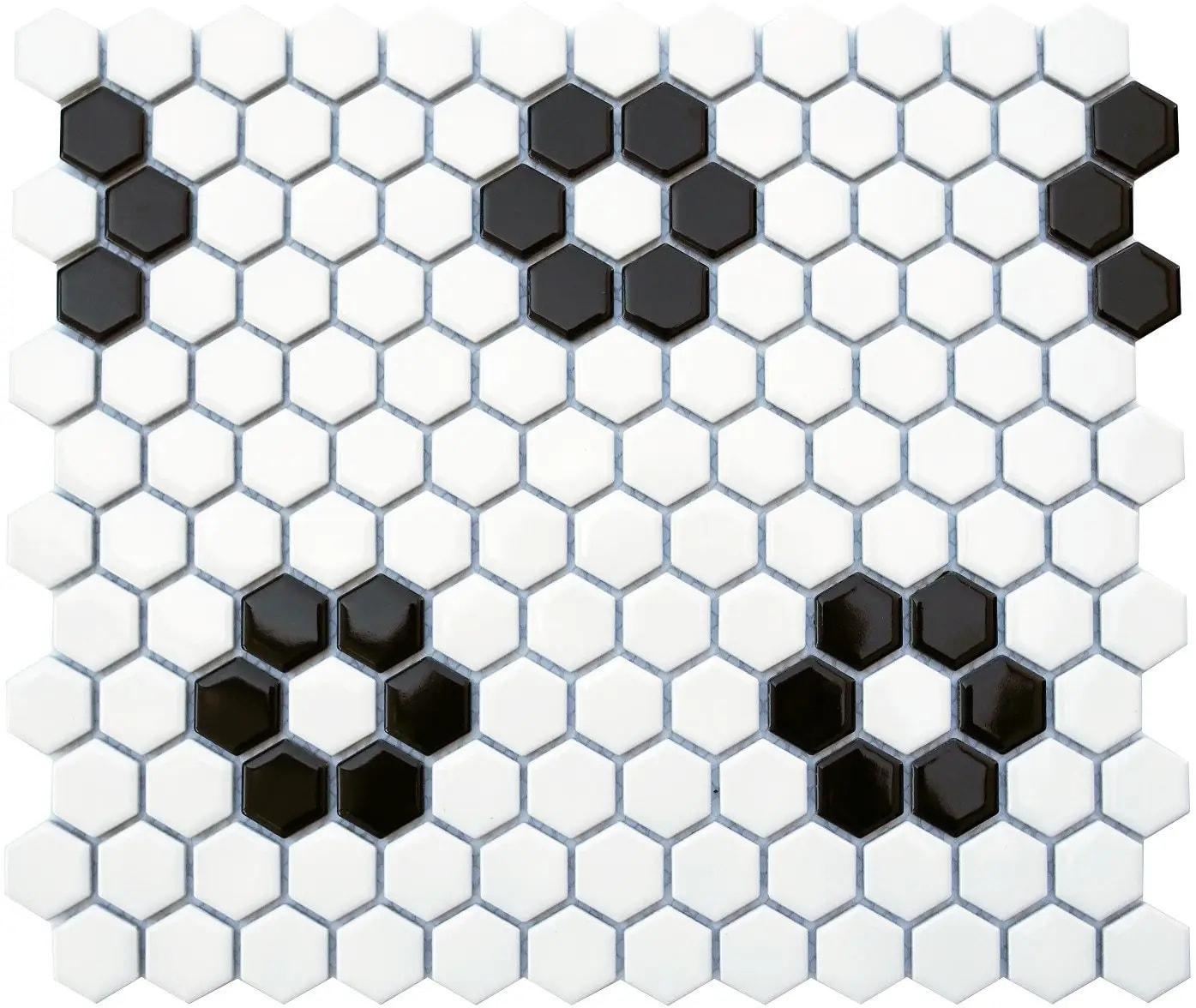 MG 1X1 B&W FLOWER HEX 12X12 MOSAIC