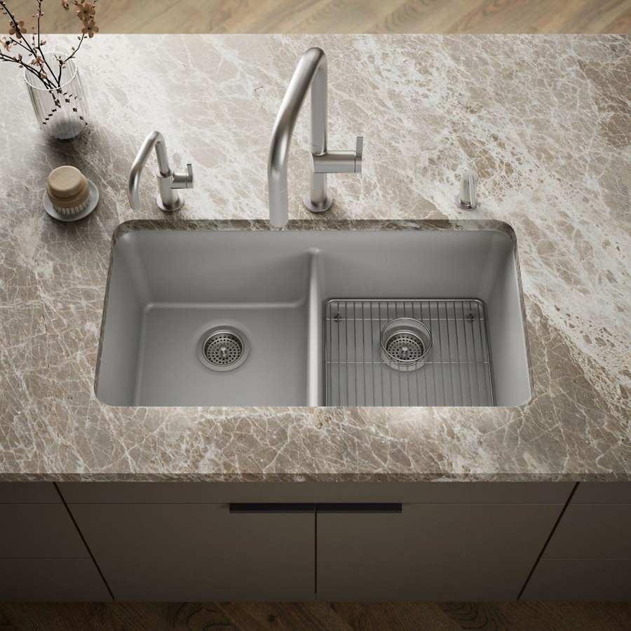 Cairn 33-1/2" Undermount Double Equal Bowl Neoroc Granite Composite Kitchen Sink with Right Sink Rack Included - wfvbfaqw8ohhnwoessxg@2x.jpg