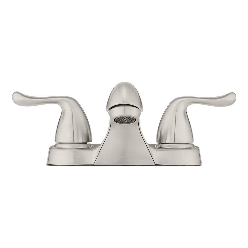 Glacier Bay Constructor 4 in. Centerset 2-Handle Low-Arc Bathroom Faucet in Brushed Nickel - wggruaeac2y7eni3xbmn@2x.jpg