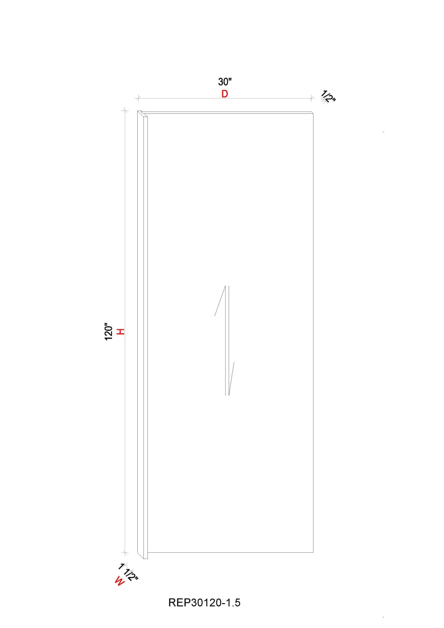 Refrigerator End Panel- 1- 1/2"W * 120"H * 30"D