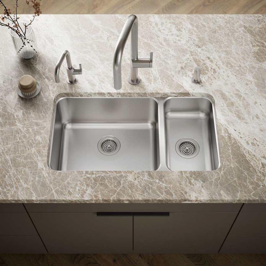 Undertone 32" Double Basin Under-Mount 18-Gauge Stainless Steel Kitchen Sink with SilentShield