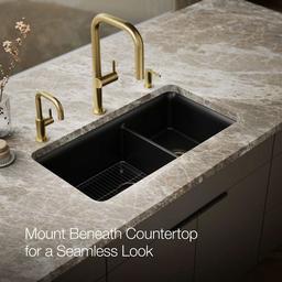 Cairn Slim Divide 33-1/2" Undermount Double Bowl Neoroc Granite Composite Kitchen Sink with Large Bowl Sink Rack - wldjnzydpmqliaslwaln@2x.jpg