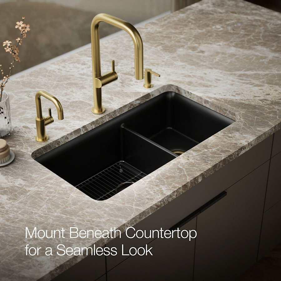 Cairn Slim Divide 33-1/2" Undermount Double Bowl Neoroc Granite Composite Kitchen Sink with Large Bowl Sink Rack - wldjnzydpmqliaslwaln@2x.jpg
