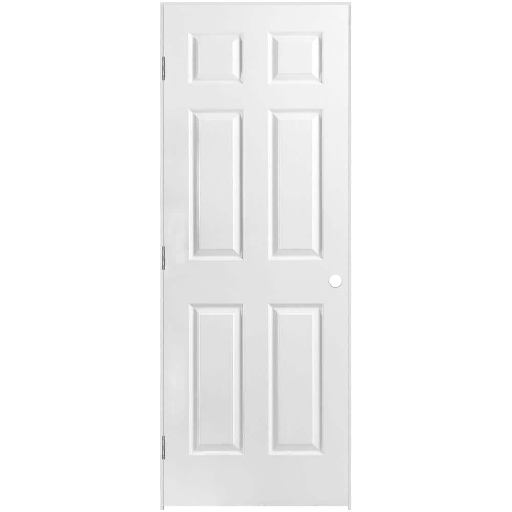 36 in. x 80 in. 6 Panel Right-Handed Hollow-Core Textured Primed White Composite Single Prehung Interior Door - wlgir6urxouoo557zapg@2x.jpg