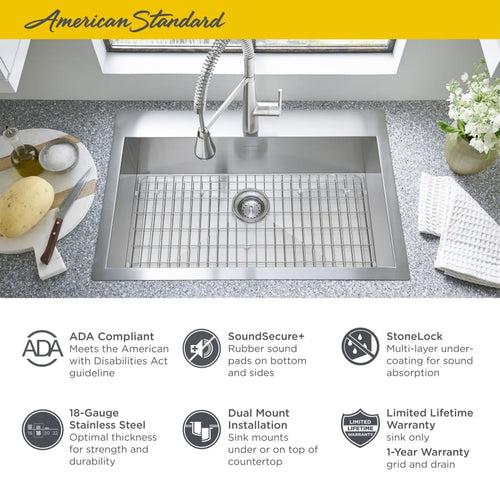 Edgewater 33" Drop In or Undermount Single Basin Stainless Steel Kitchen Sink with Basket Strainer, Basin Rack, and Sound Dampening Technology - wlwbogzz35wttli0gcn4_x500.jpg