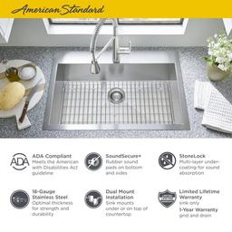 Edgewater 33" Drop In or Undermount Single Basin Stainless Steel Kitchen Sink with Basket Strainer, Basin Rack, and Sound Dampening Technology - wlwbogzz35wttli0gcn4_x500.jpg