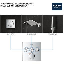 Grohtherm Three Function Thermostatic Valve Trim Only with Four Knob / Push Button Handles, Integrated Diverter, and Volume Control - Less Rough In - wlxwyuqpcdfx5fau9wzr@2x.jpg
