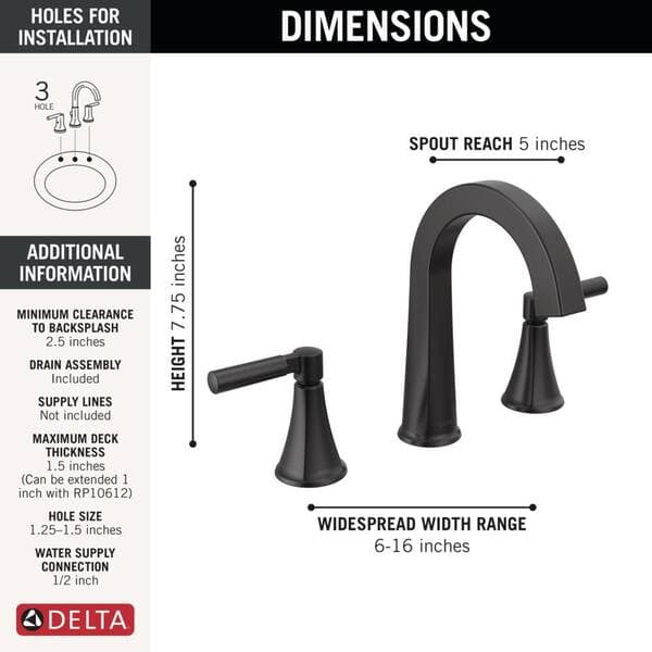 Delta Lorna 8 in. Widespread Double Handle Bathroom Faucet with Drain Kit Included in Matte Black 35839LF-BL - woe1y2aju8gcuheuvpwx@2x.jpg