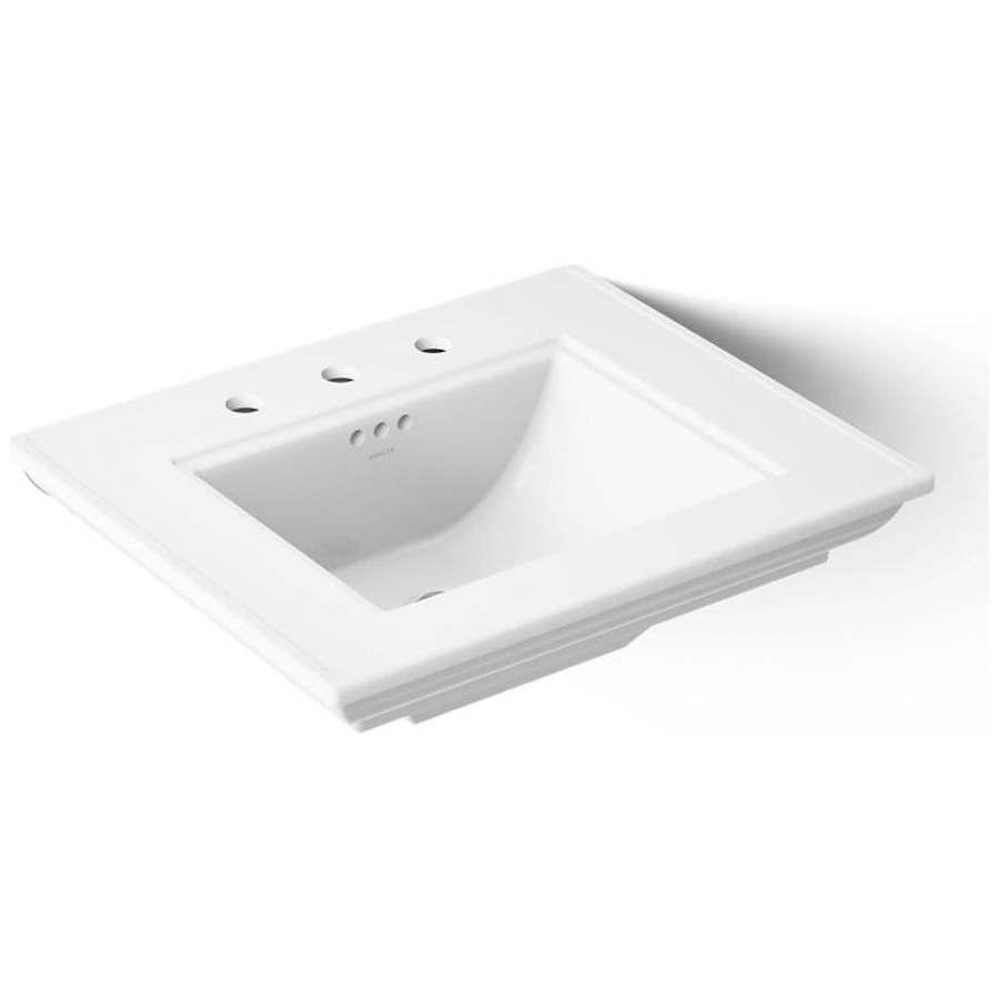 Memoirs Stately 24-1/2" Fireclay Pedestal Sink with Overflow and 3 Faucet Holes at 8" Centers