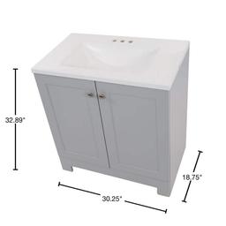 30 in. W x 19 in. D x 33 in. H Single Sink Freestanding Bath Vanity in Pearl Gray with White Cultured Marble Top - wwp9917wpfqgfbpn7byt@2x.jpg