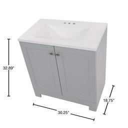 30 in. W x 19 in. D x 33 in. H Single Sink Freestanding Bath Vanity in Pearl Gray with White Cultured Marble Top - wwp9917wpfqgfbpn7byt_x500.jpg