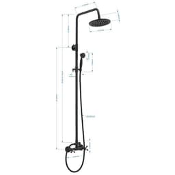 BWE 2-Spray Outdoor Wall Bar Shower Kit 8 in. Round Rain Shower Head with Hand Shower and 2 Cross Knobs in Matte Black A-98015-B - wwysqrbpqxgx29vxvnzj@2x.jpg