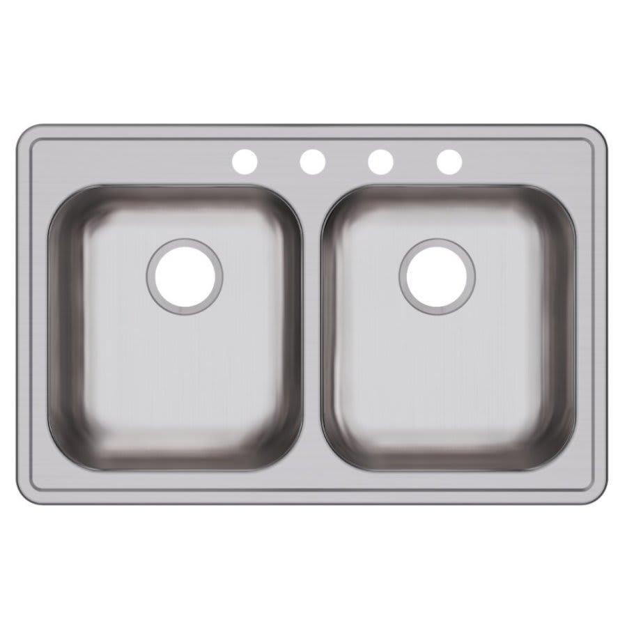 Dayton® Double Bowl Kitchen Sink, Top Mount, ADA, 33 x 21-1/4 in, 5-1/4 in Bowl Depth, 4-Hole, 22 ga Brushed Satin Steel, Stainless - wxjvmknkcnfwqmvbdye6@2x.jpg