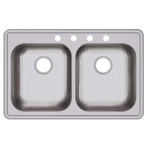 Dayton® Double Bowl Kitchen Sink, Top Mount, ADA, 33 x 21-1/4 in, 5-1/4 in Bowl Depth, 4-Hole, 22 ga Brushed Satin Steel, Stainless - wxjvmknkcnfwqmvbdye6_x500.jpg