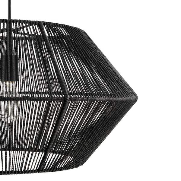 Terra 1-Light Matte Black Chandelier with Natural Twine Shade and Designer Black Cloth Hanging Cord - wyaqpjjvsqkeokacpbo6@2x.jpg