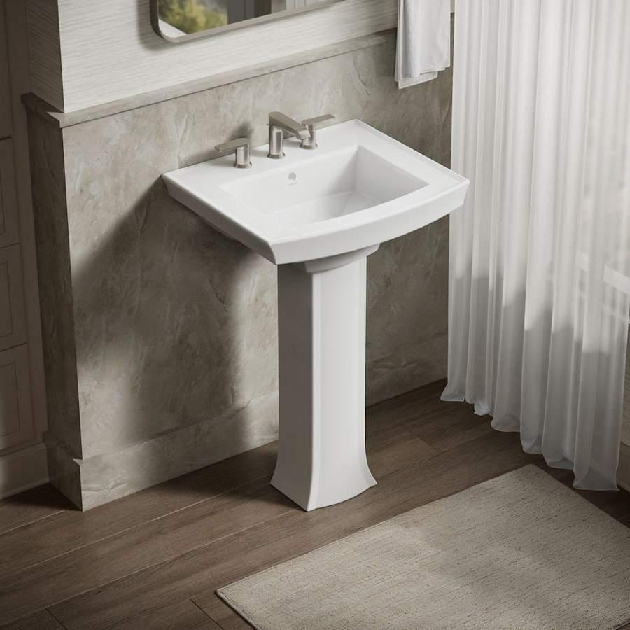Archer 24" Pedestal Bathroom Sink with 3 Holes Drilled and Overflow