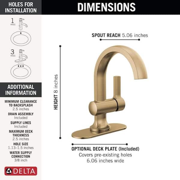Delta Albion Gold Single Handle Single Hole Bathroom Faucet with Drain Kit Included in Champagne Bronze 15855LF-CZ - x6jreldwrr1d0gbwedqy@2x.jpg