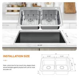 Bratten 33 in. Drop-In 50/50 Double Bowl 18 Gauge Stainless Steel Kitchen Sink with Accessories - xdqsxlist247ffz52g2t@2x.jpg