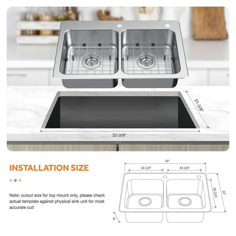 Bratten 33 in. Drop-In 50/50 Double Bowl 18 Gauge Stainless Steel Kitchen Sink with Accessories - xdqsxlist247ffz52g2t@2x.jpg