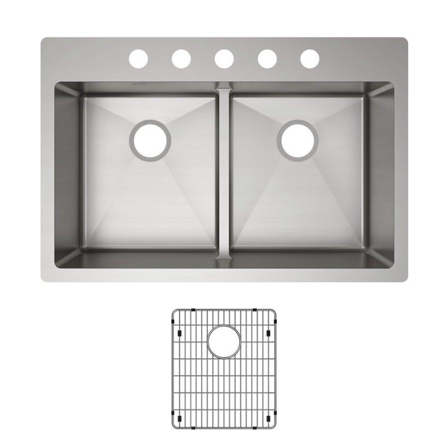 Crosstown® Double Bowl Kitchen Sink, Top/Under Mount, 33 x 22 in, 9 in Bowl Depth, 5-Hole, 18 ga Polished Satin Steel, Stainless - xfugwzcwzfragm2m8qqi@2x.jpg